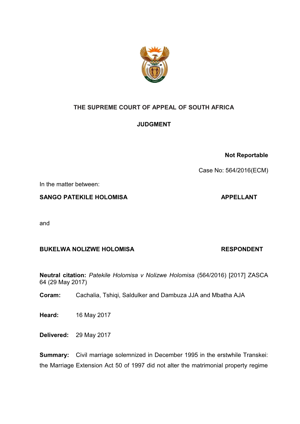 The Supreme Court of Appeal of South Africa s10