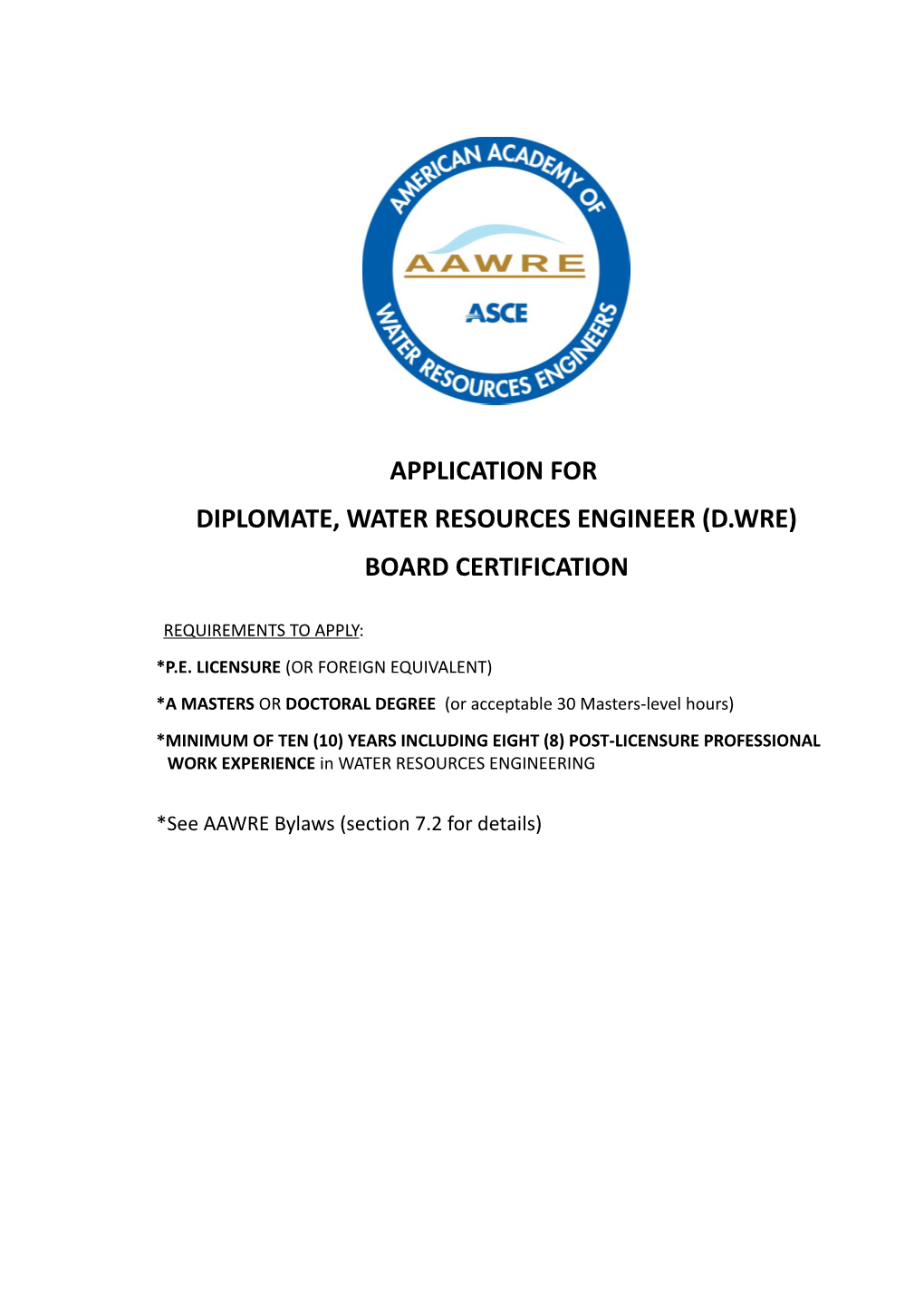 Diplomate, Water Resources Engineer (D.Wre)