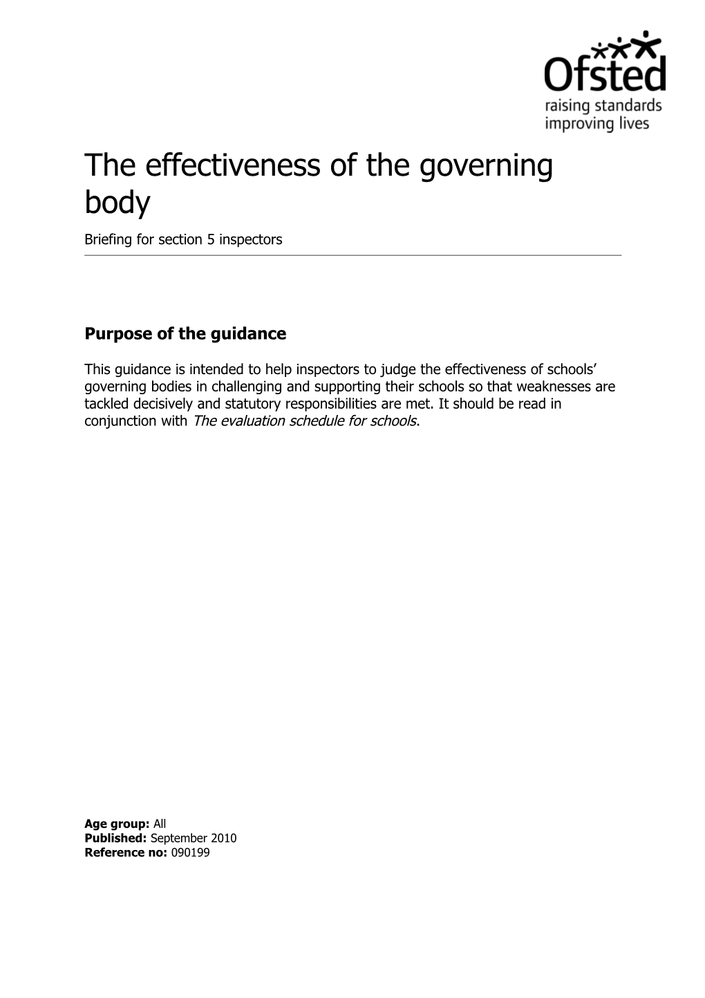 The Effectiveness of the Governing Body