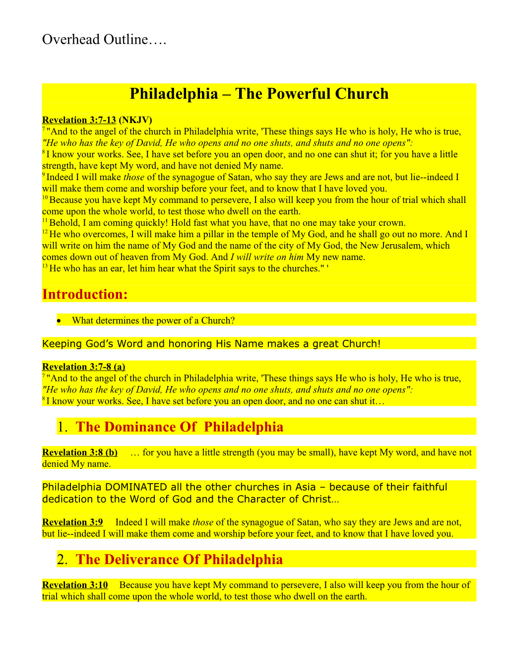 Philadelphia the Powerful Church