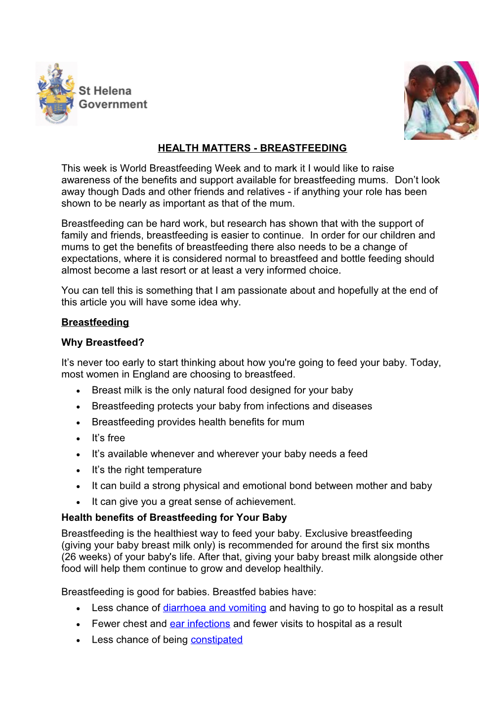 Health Matters - Breastfeeding