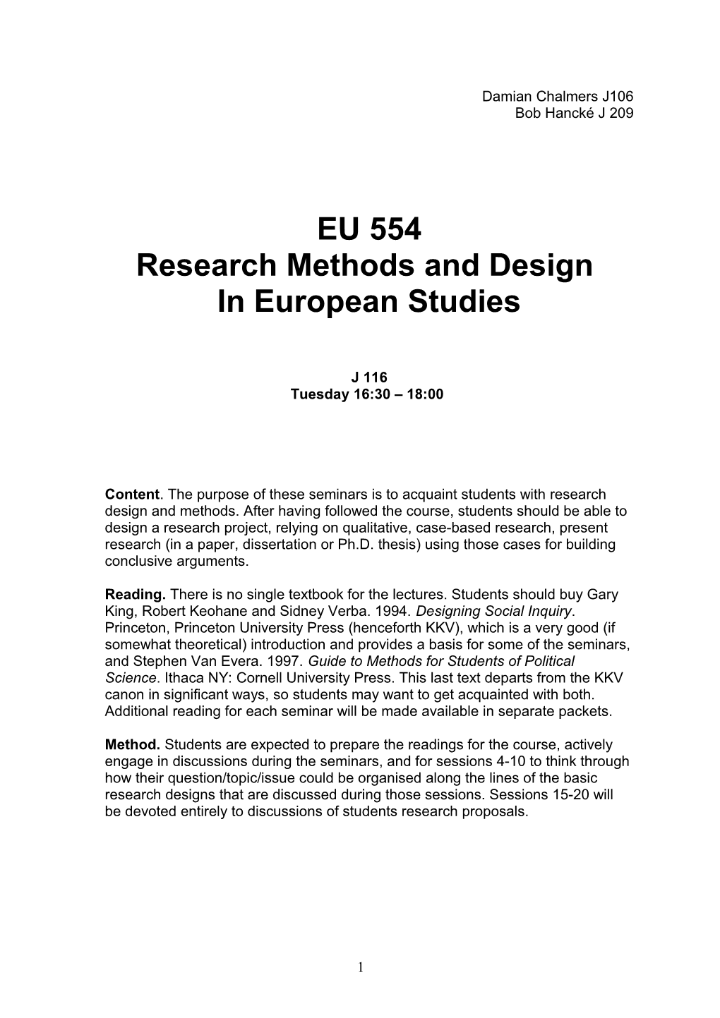EU 550 - Introduction to Research Methods and Design