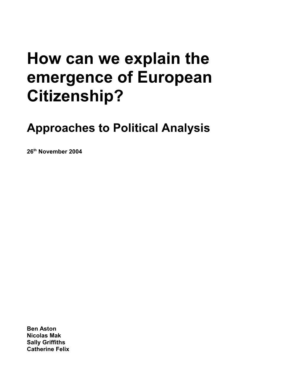 How Can We Explain the Concept and Introduction of European Citizenship