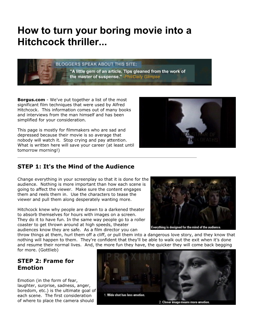 How to Turn Your Boring Movie Into a Hitchcock Thriller