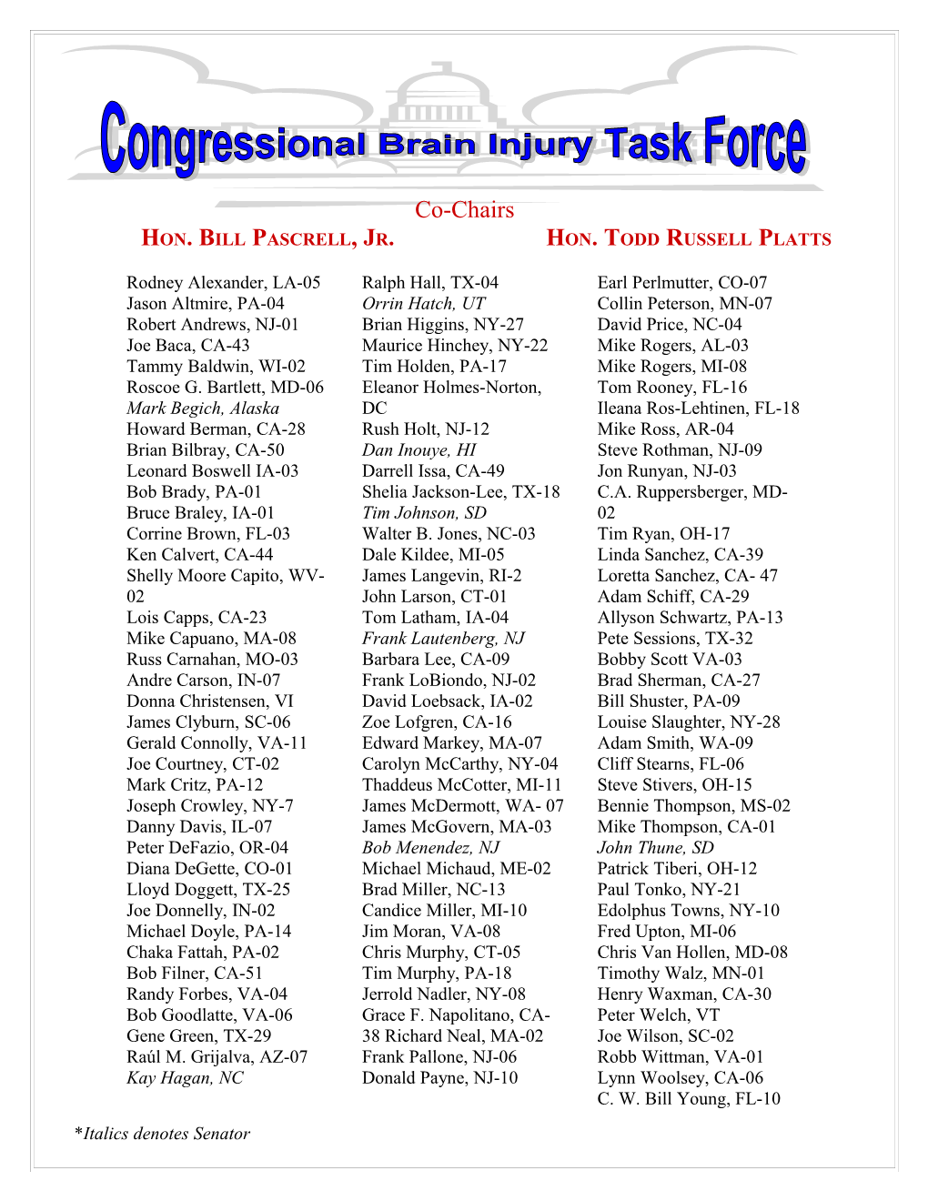 Congressional Br Ain Injury Task Force