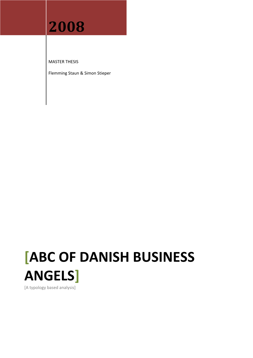 ABC of Danish Business Angels a Typology Based Analysis