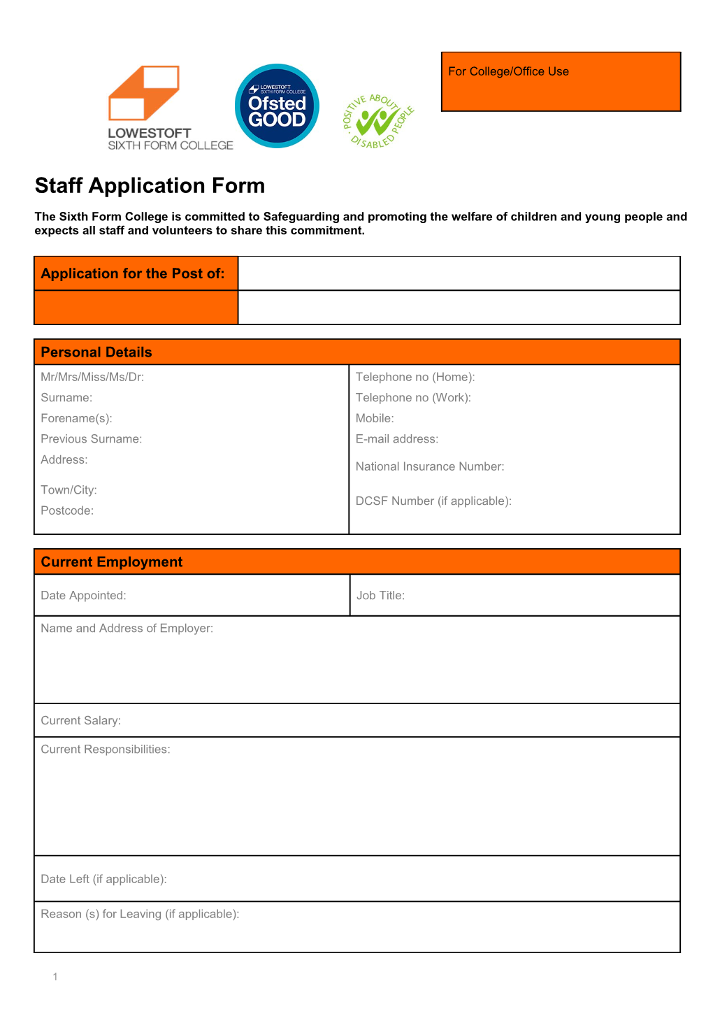 Job Application Form s20