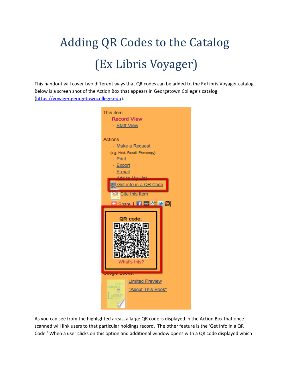 Adding QR Codes to the Catalog