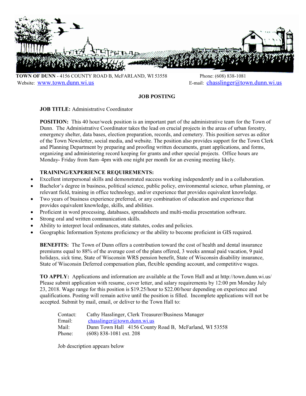 Job Title: Rural Preservation & Land Use Coordinator/PDR Administrator