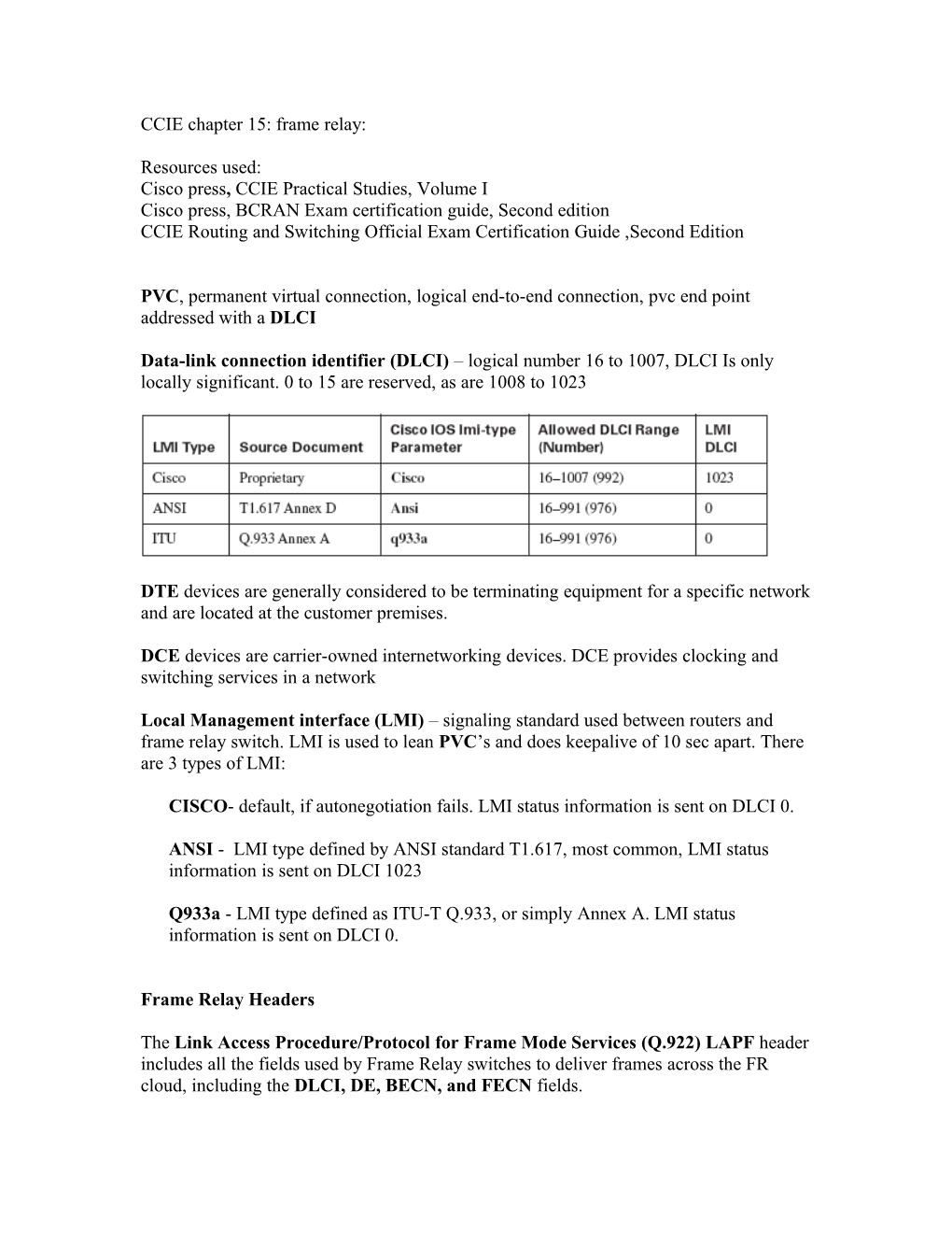 CCIE Chapter 15: Frame Relay