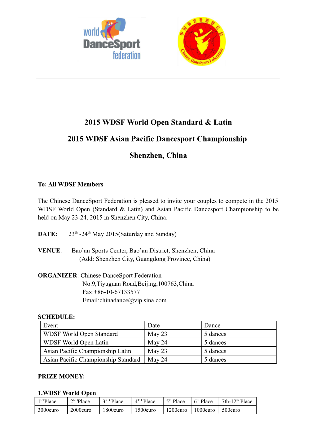 2015 WDSF World Open Standard & Latin