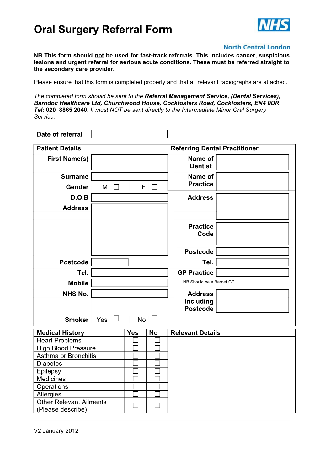 Oral Surgery Referral Form