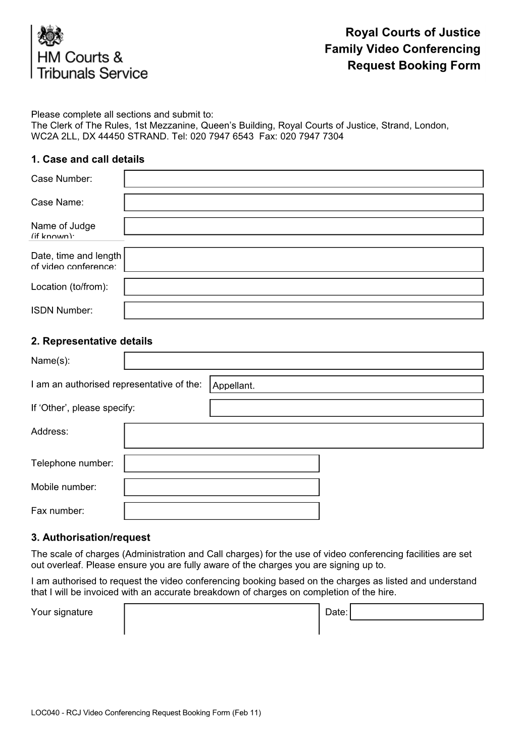 Video Conferencing Request Booking Form