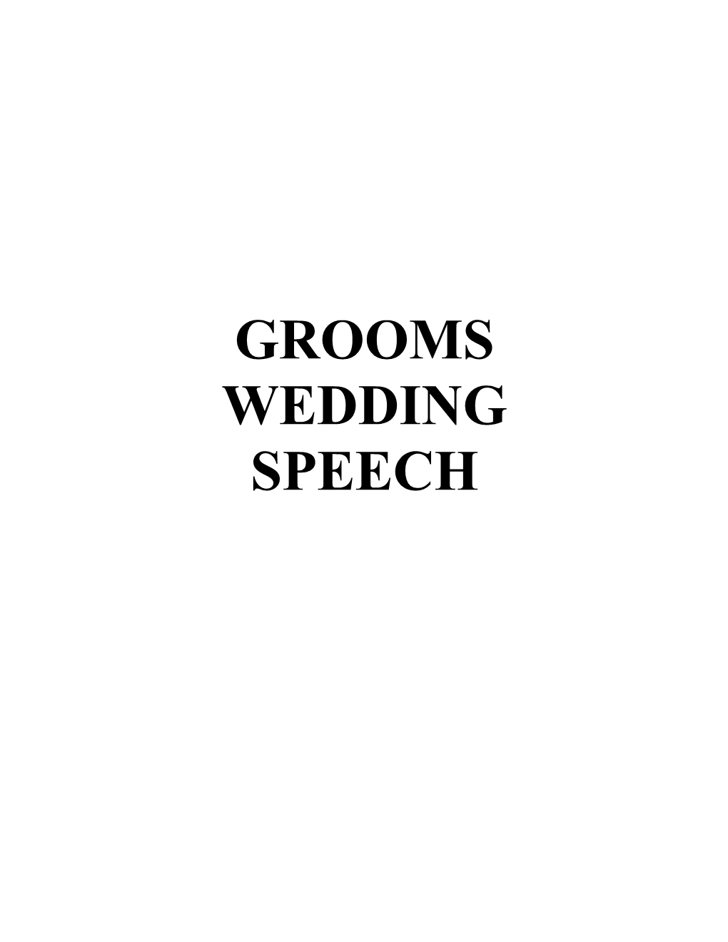 Grooms Wedding Speech