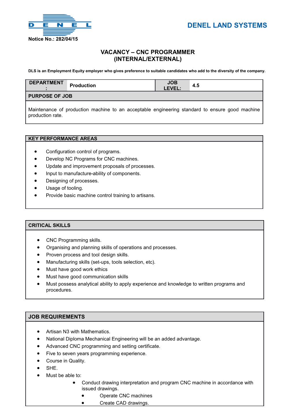 Vacancy Cnc Programmer