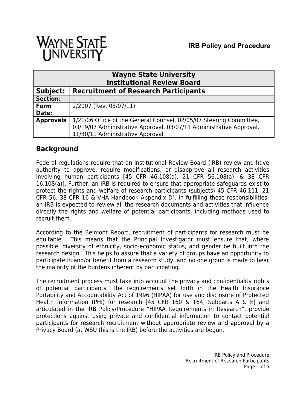 Recruitment of Research Participants
