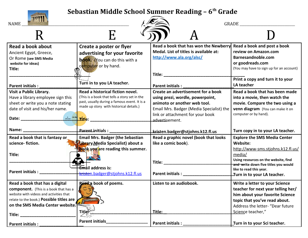 Sebastian Middle School Summer Reading 6Th Grade