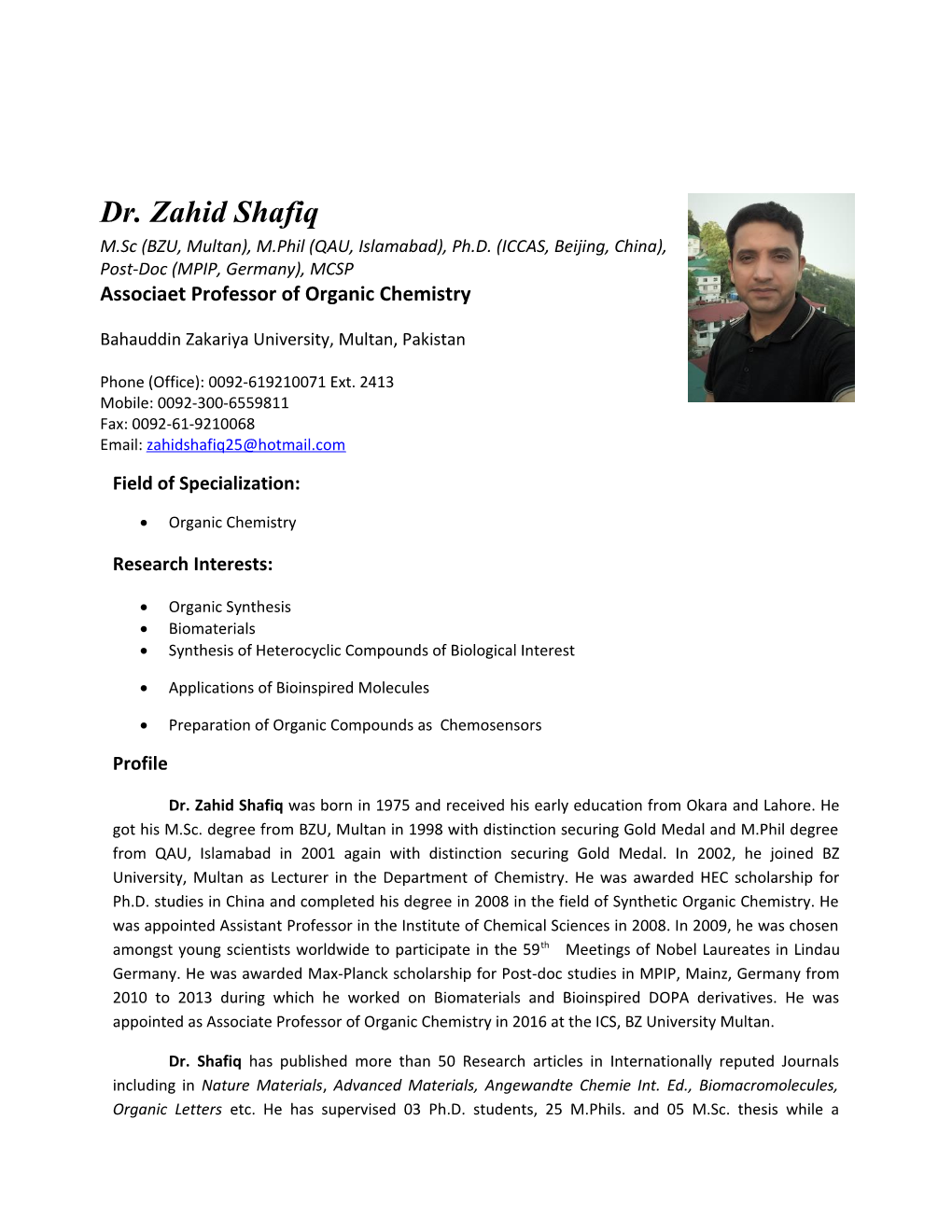 Dr. Zahid Shafiq