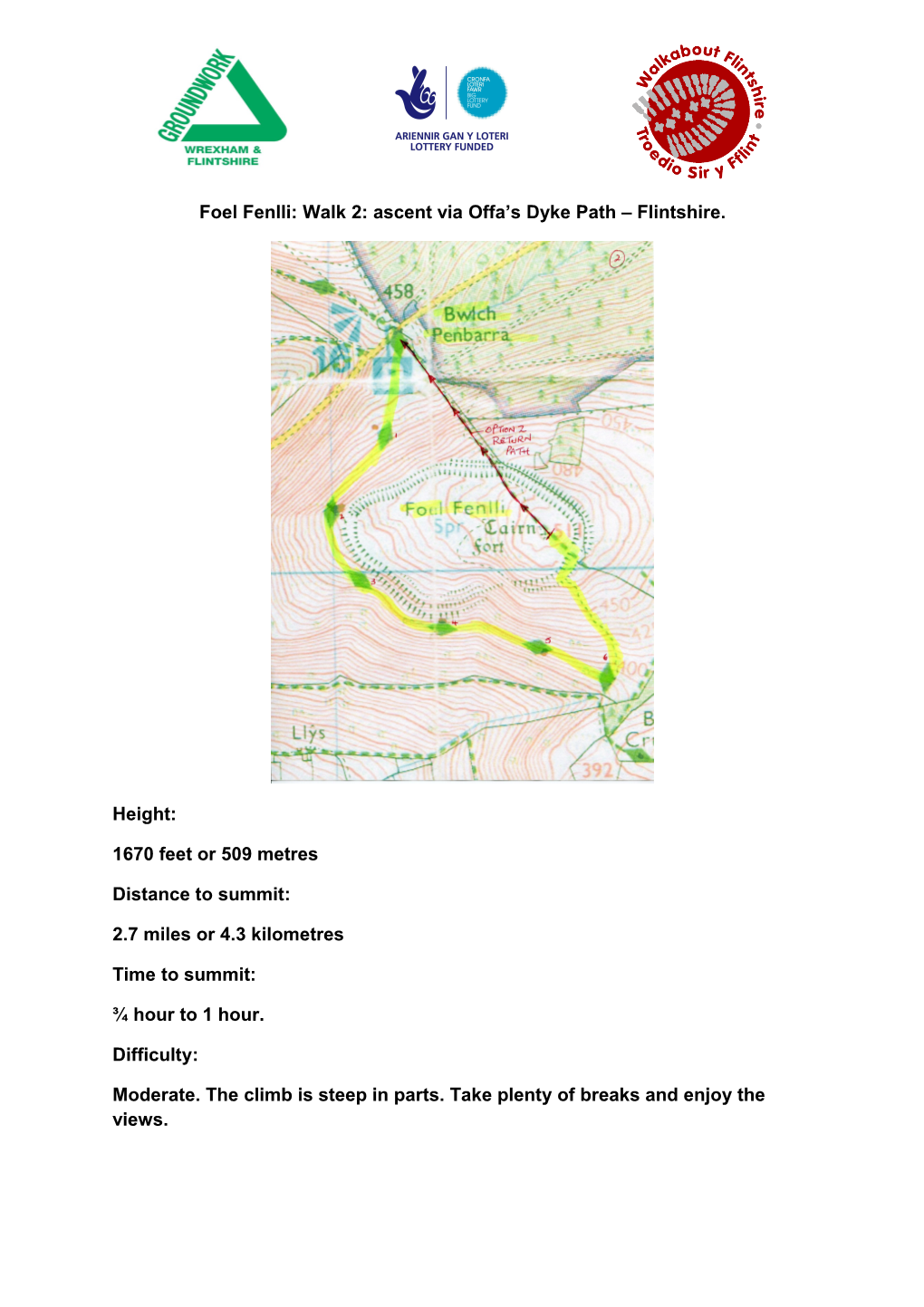 Foel Fenlli: Walk 2: Ascent Via Offa S Dyke Path Flintshire