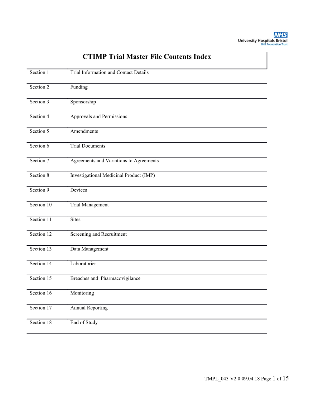 Section 1: Trialinformation and Contactdetails