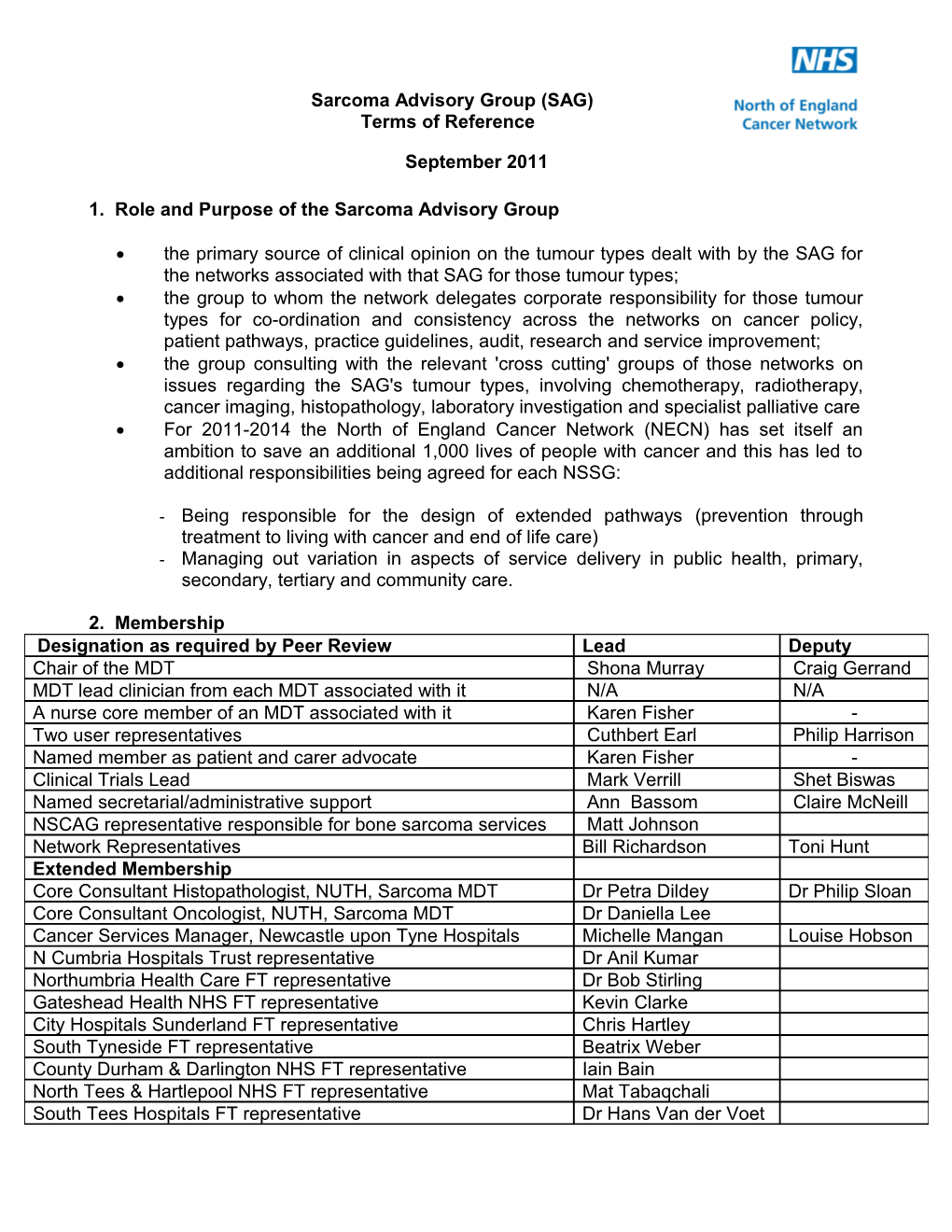 Sarcoma Advisory Group (SAG)