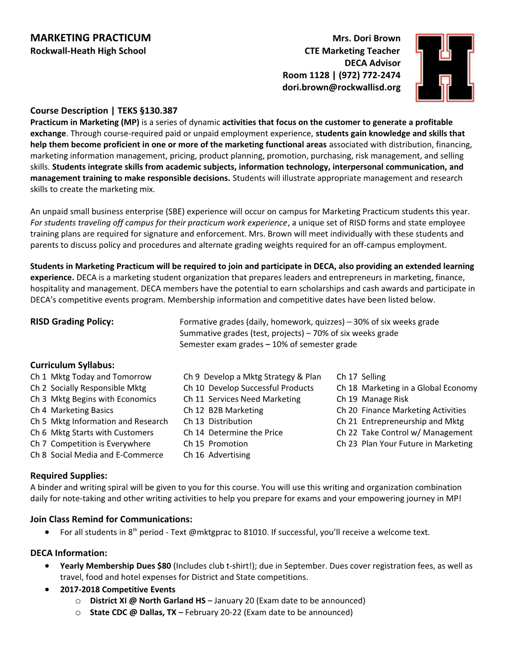 Rockwall-Heath High School CTE Marketing Teacher