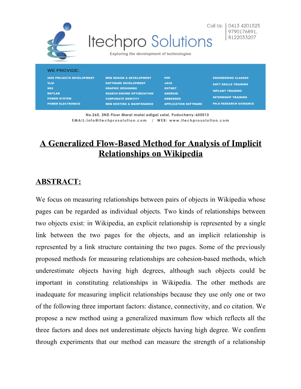A Generalized Flow-Based Method for Analysis of Implicit Relationships on Wikipedia
