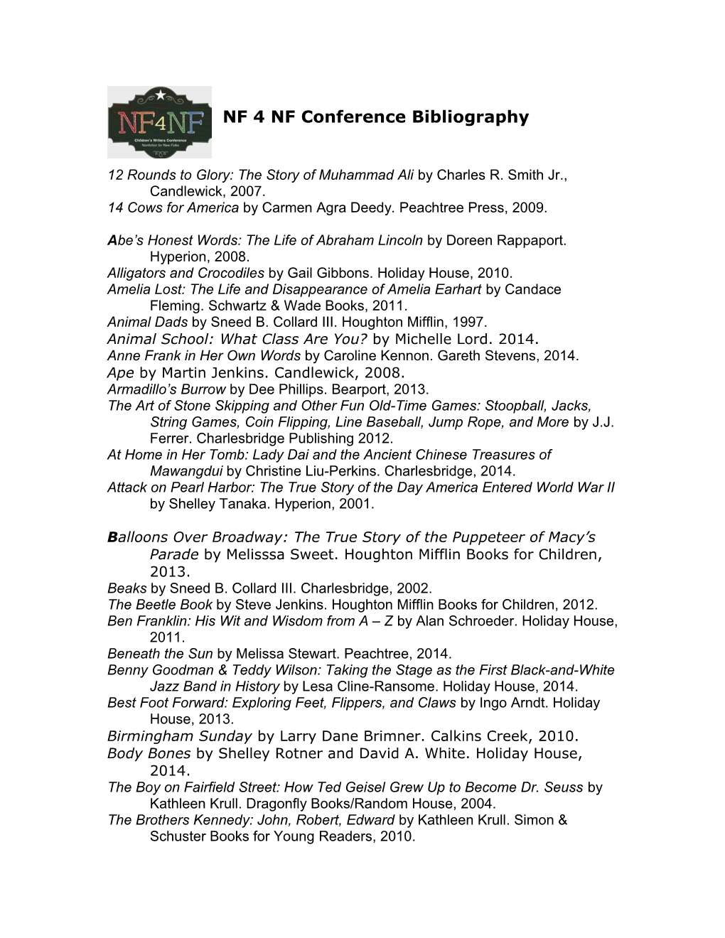NF 4 NF Conference Bibliography