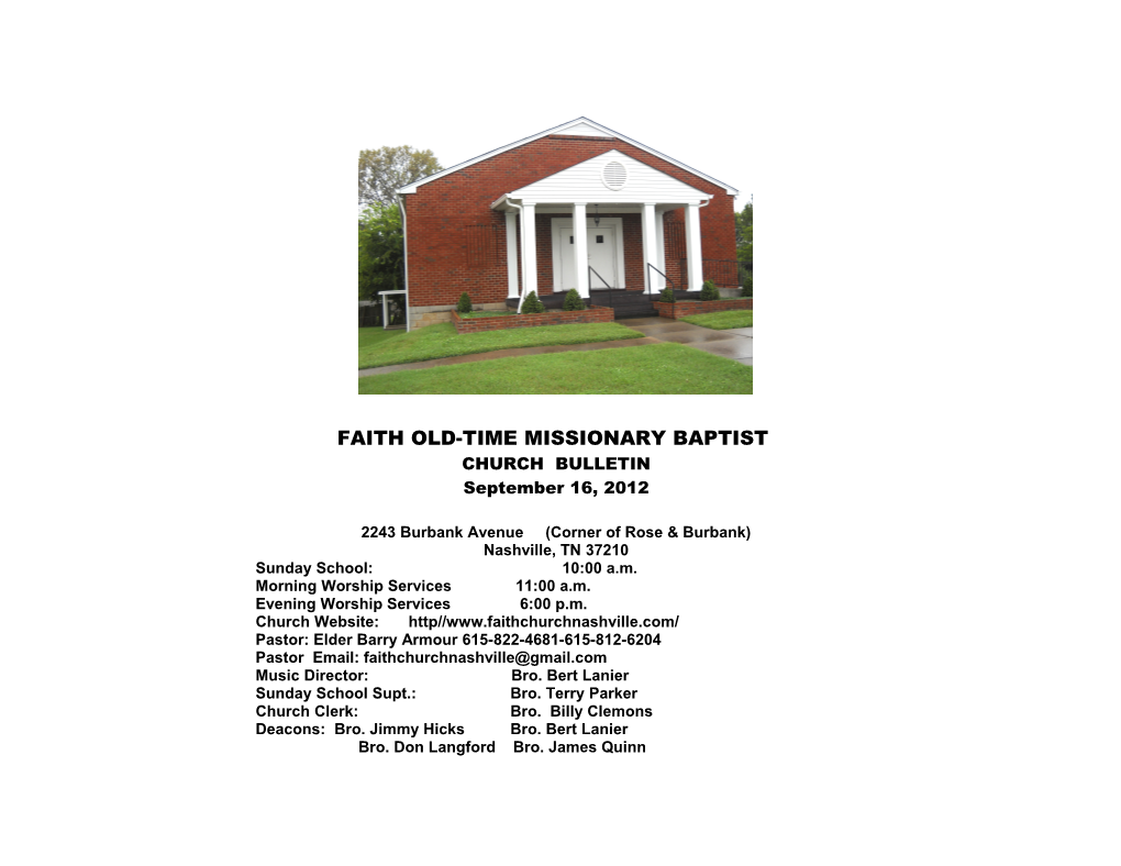 Faith Old-Time Missionary Baptist