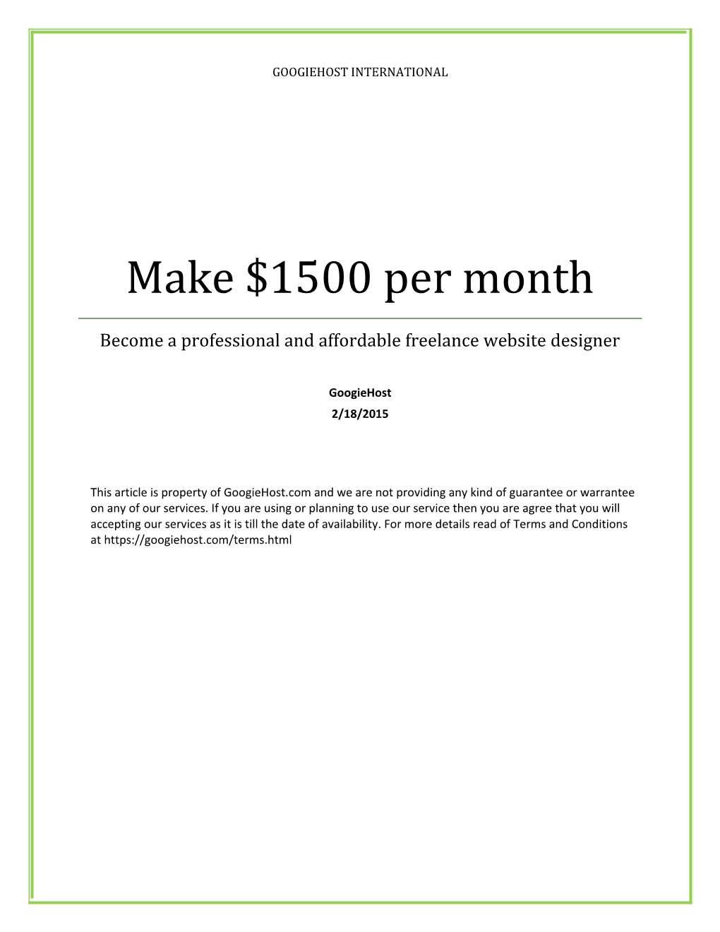 Make $1500 Per Month