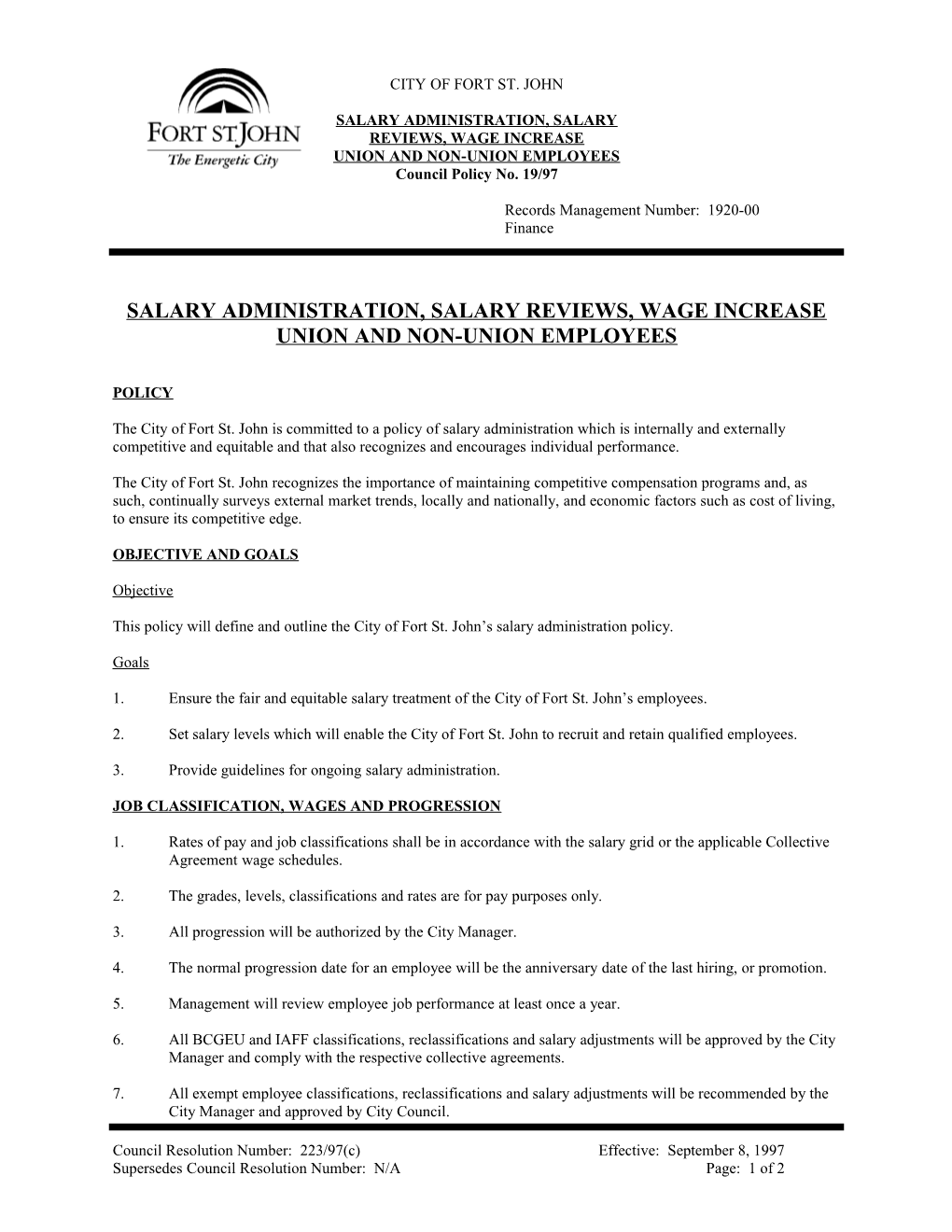Salary Administration, Salary