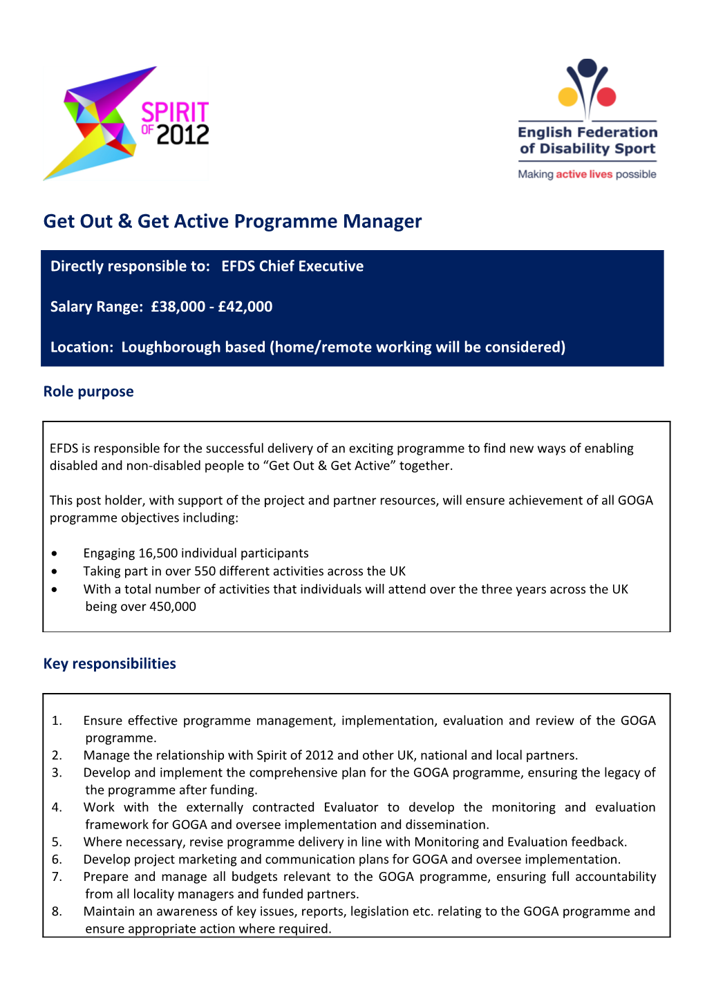 Get out Get Active Programme Manager