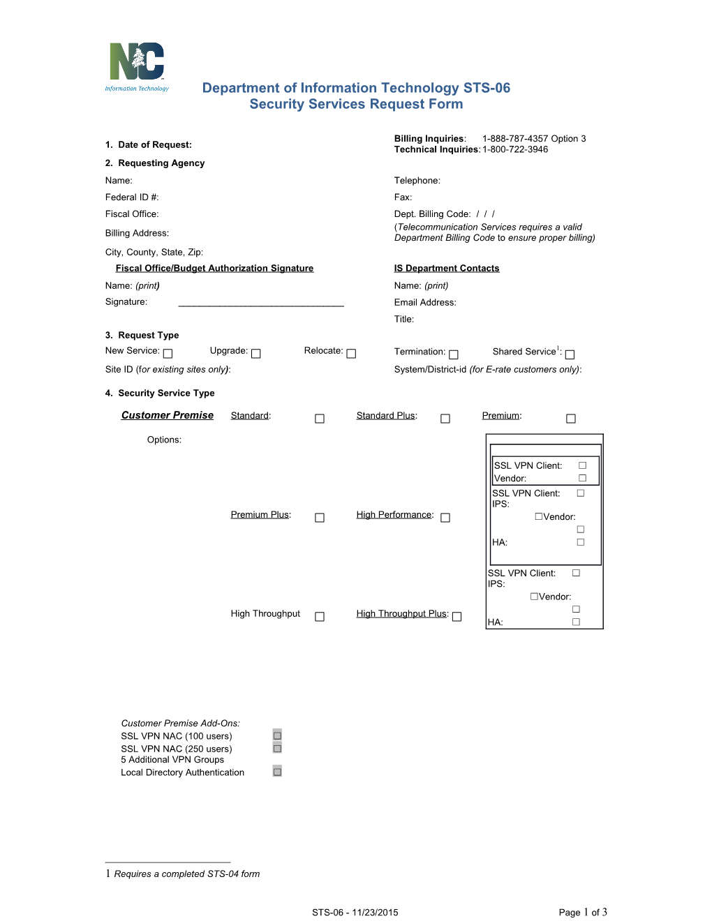 Security Services Request Form