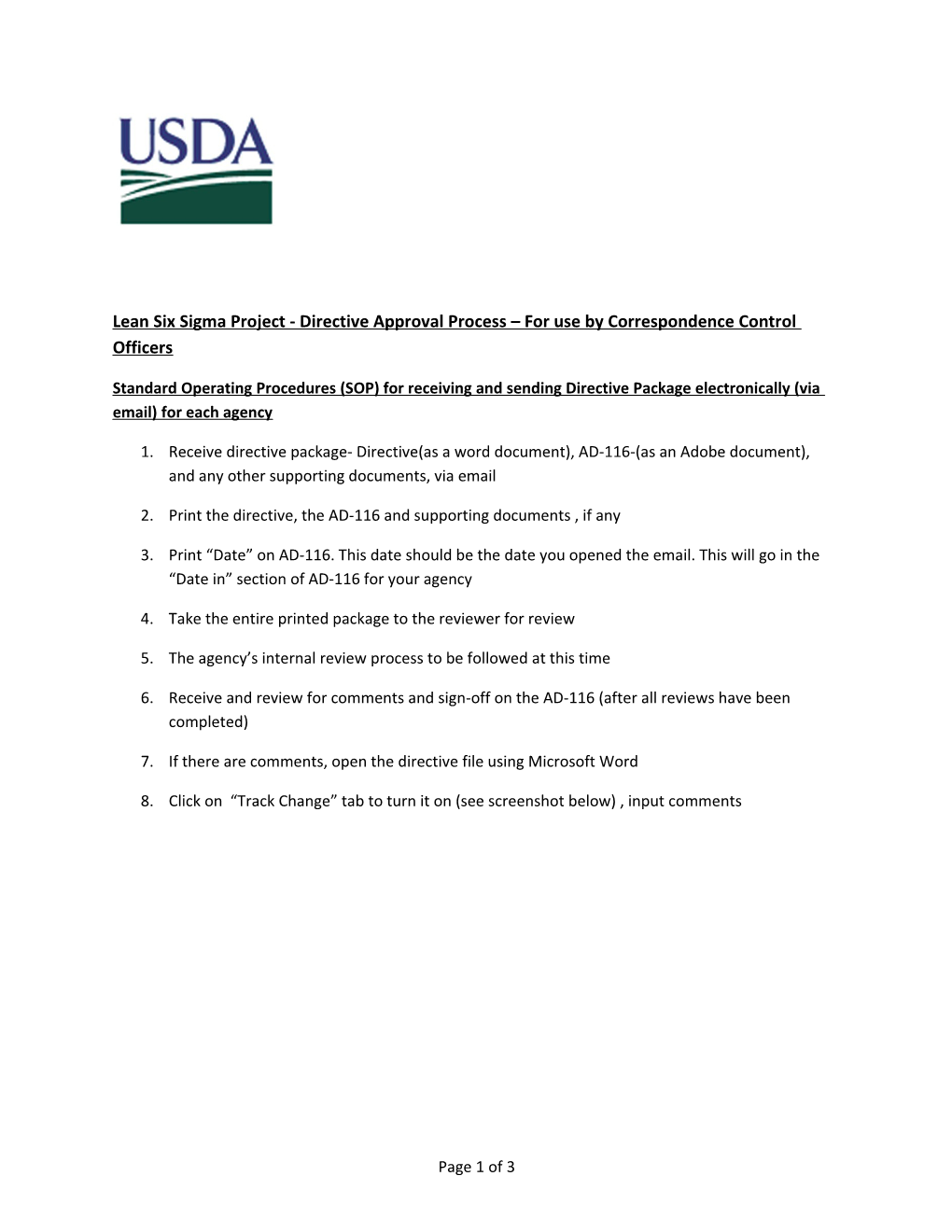 Lean Six Sigma Project - Directive Approval Process for Use by Correspondence Control Officers