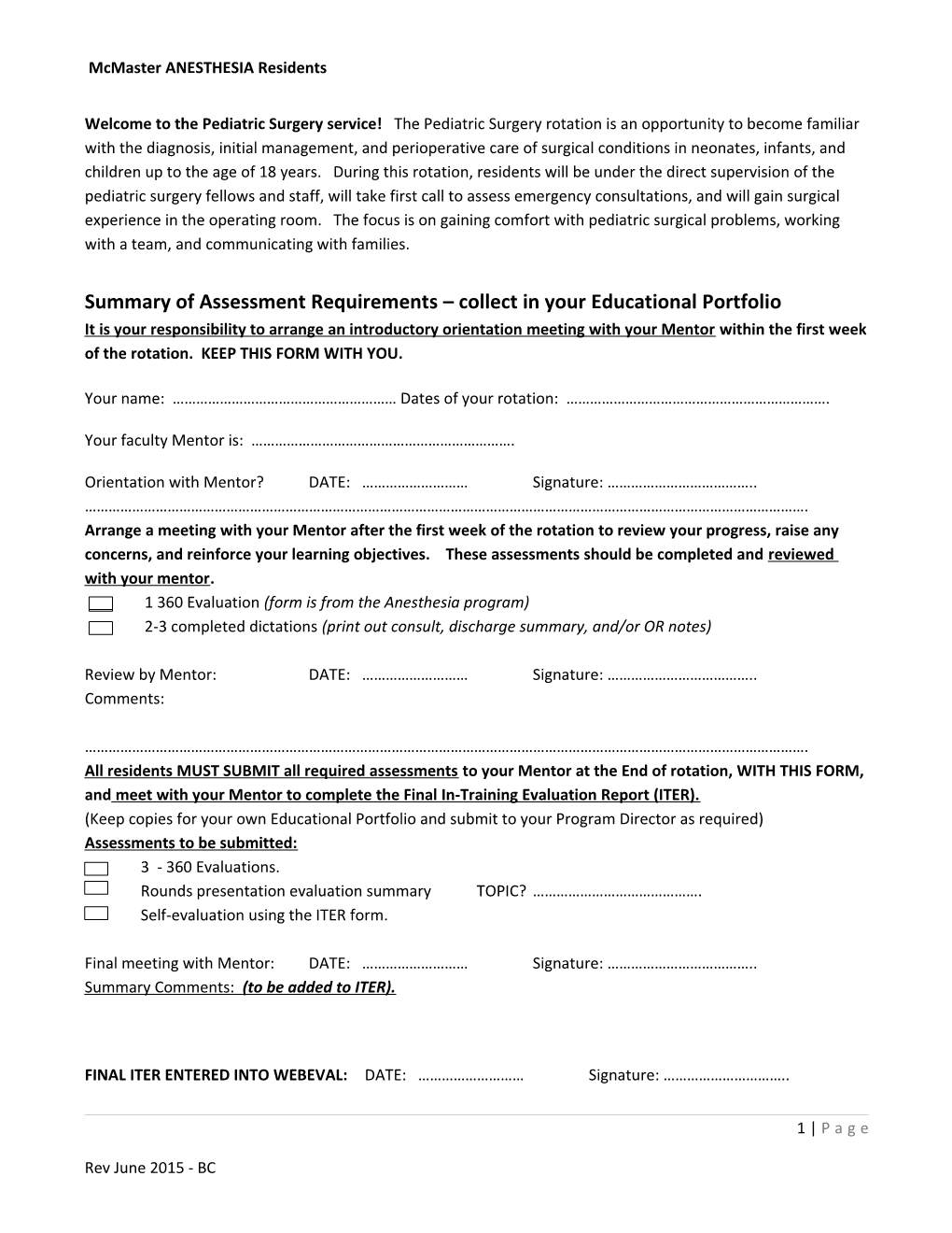 Summary of Assessment Requirements Collect in Your Educational Portfolio