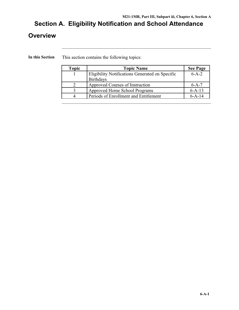 M21-1MR, Part III, Subpart Iii, Chapter 6, Section A