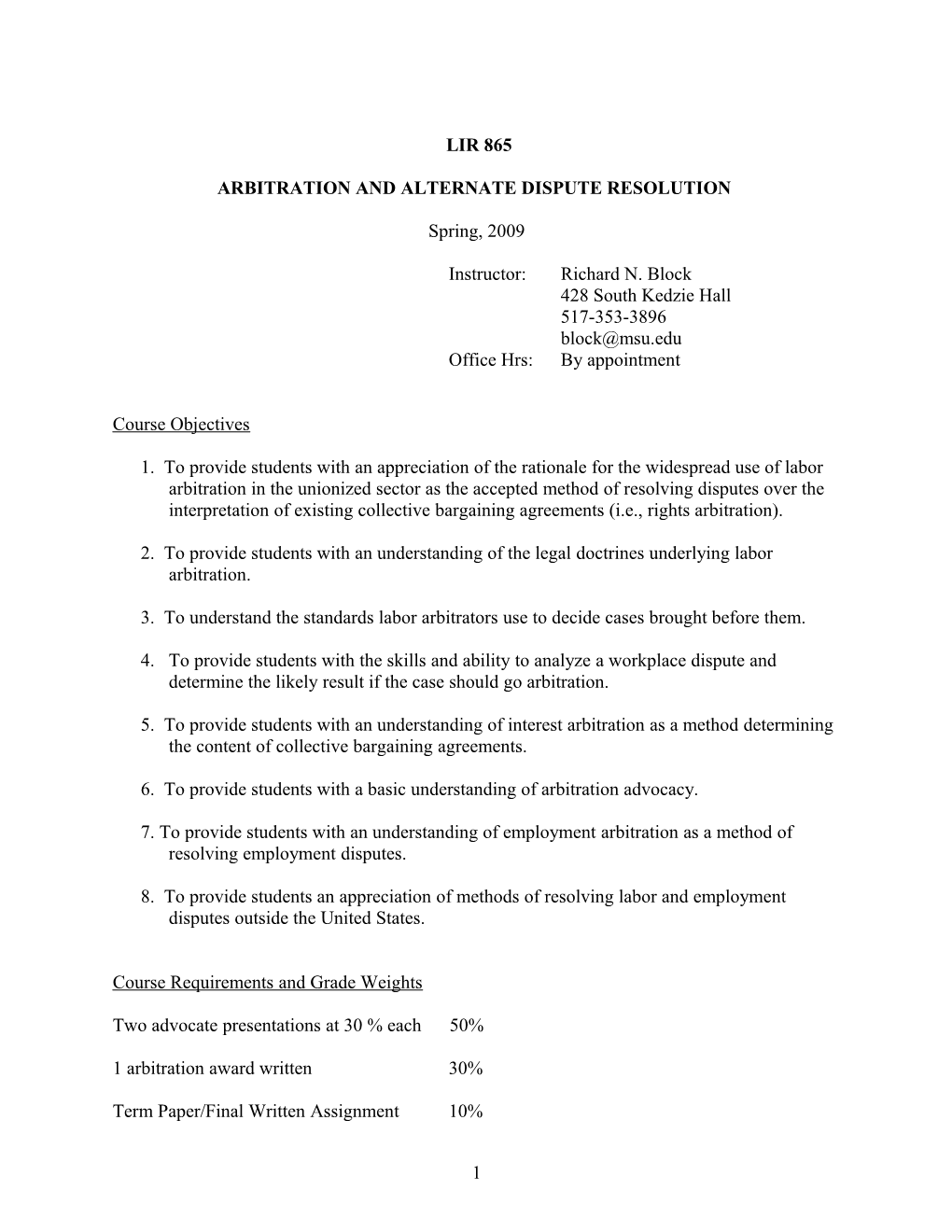 Arbitration and Alternate Dispute Resolution