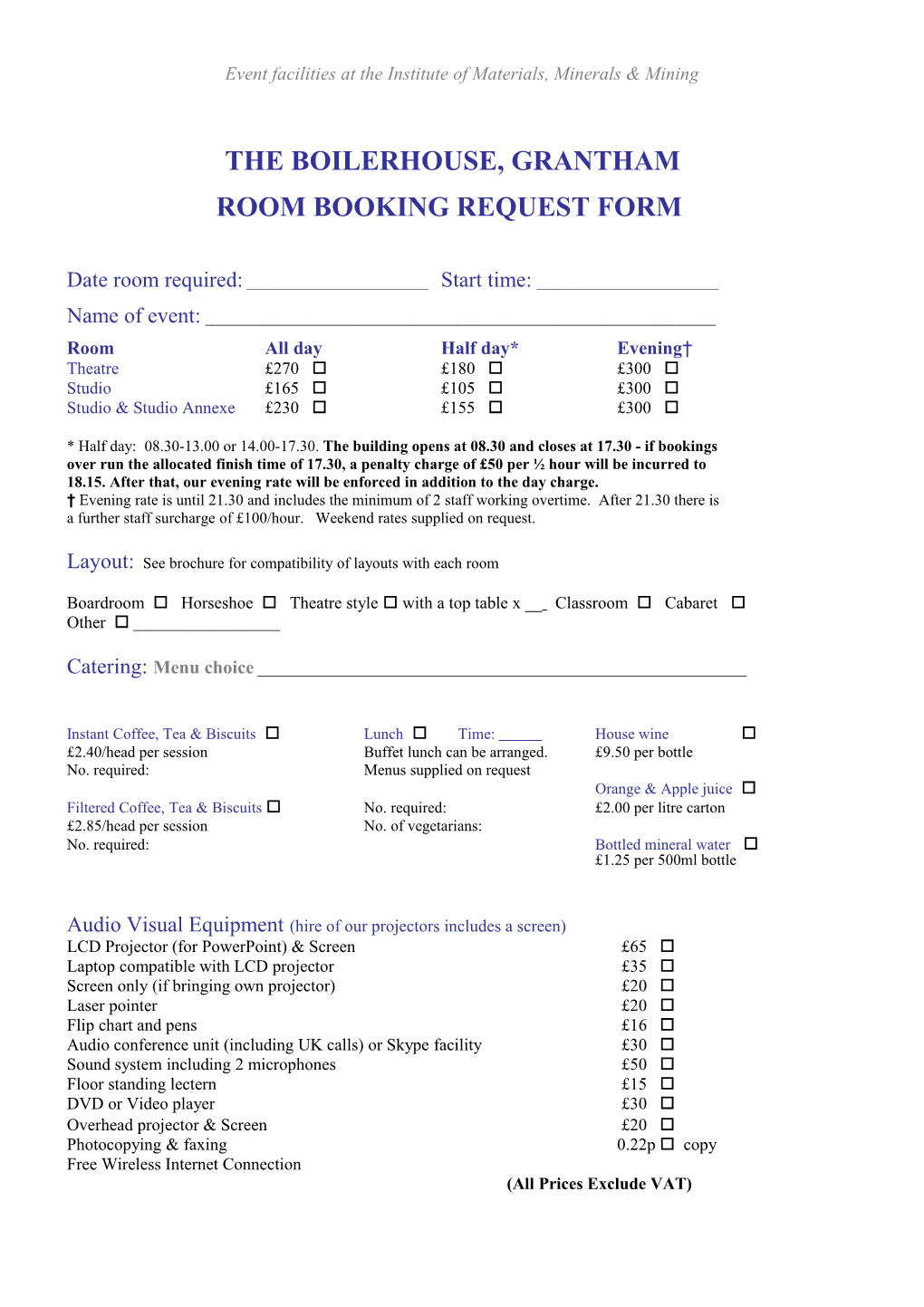 Room Booking Request Form