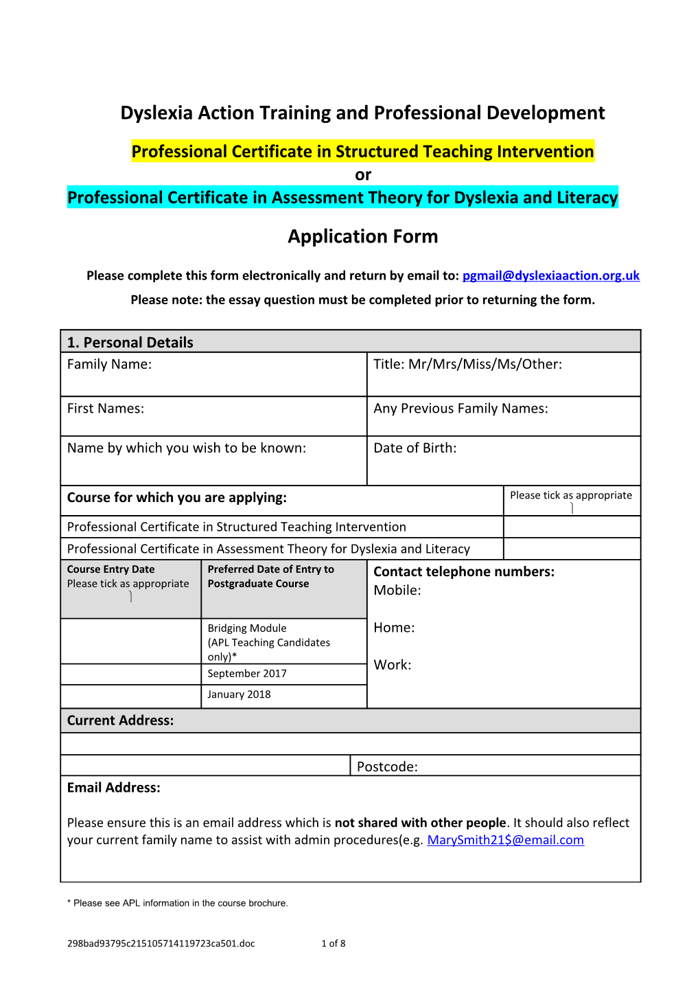 Dyslexia Action Training and Professional Development