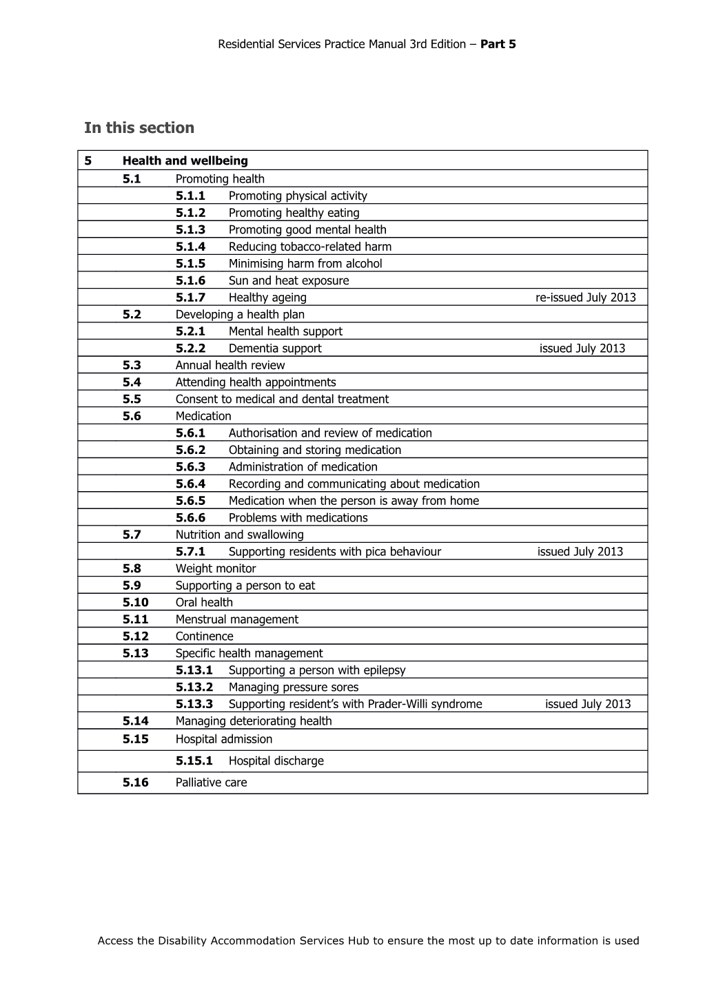 Residential Services Practice Manual 3Rd Edition Part 5 February 2014