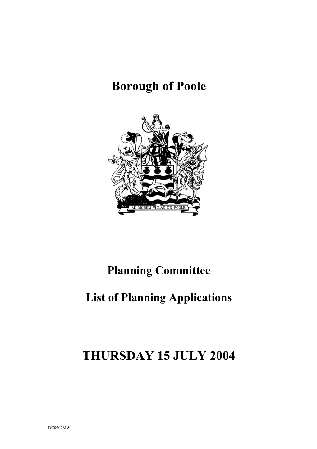 Final Plans List - 15 July 2004