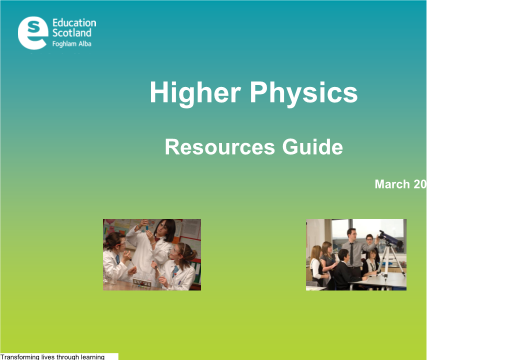 Higher Physicsresources Guide