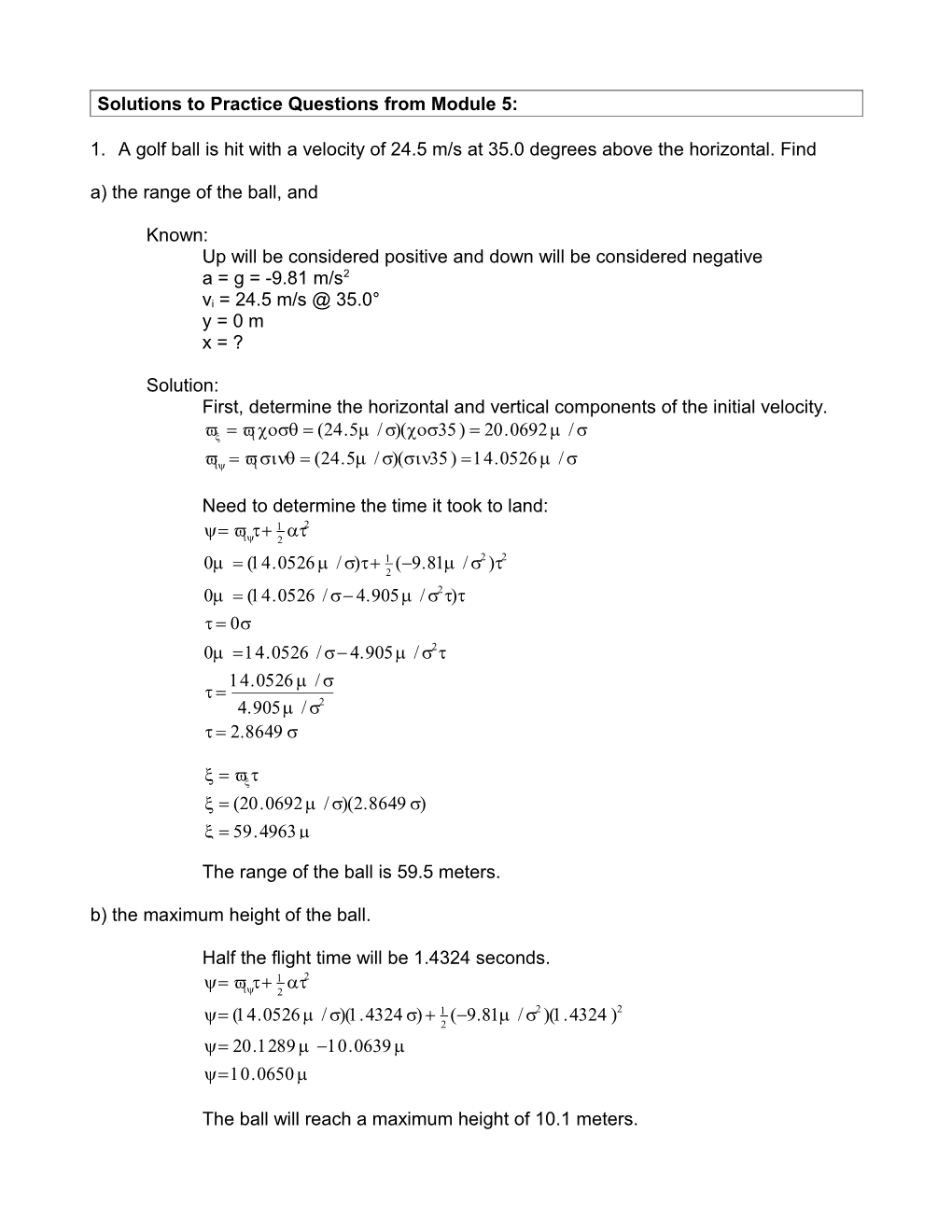 Solution to Example from Module 2