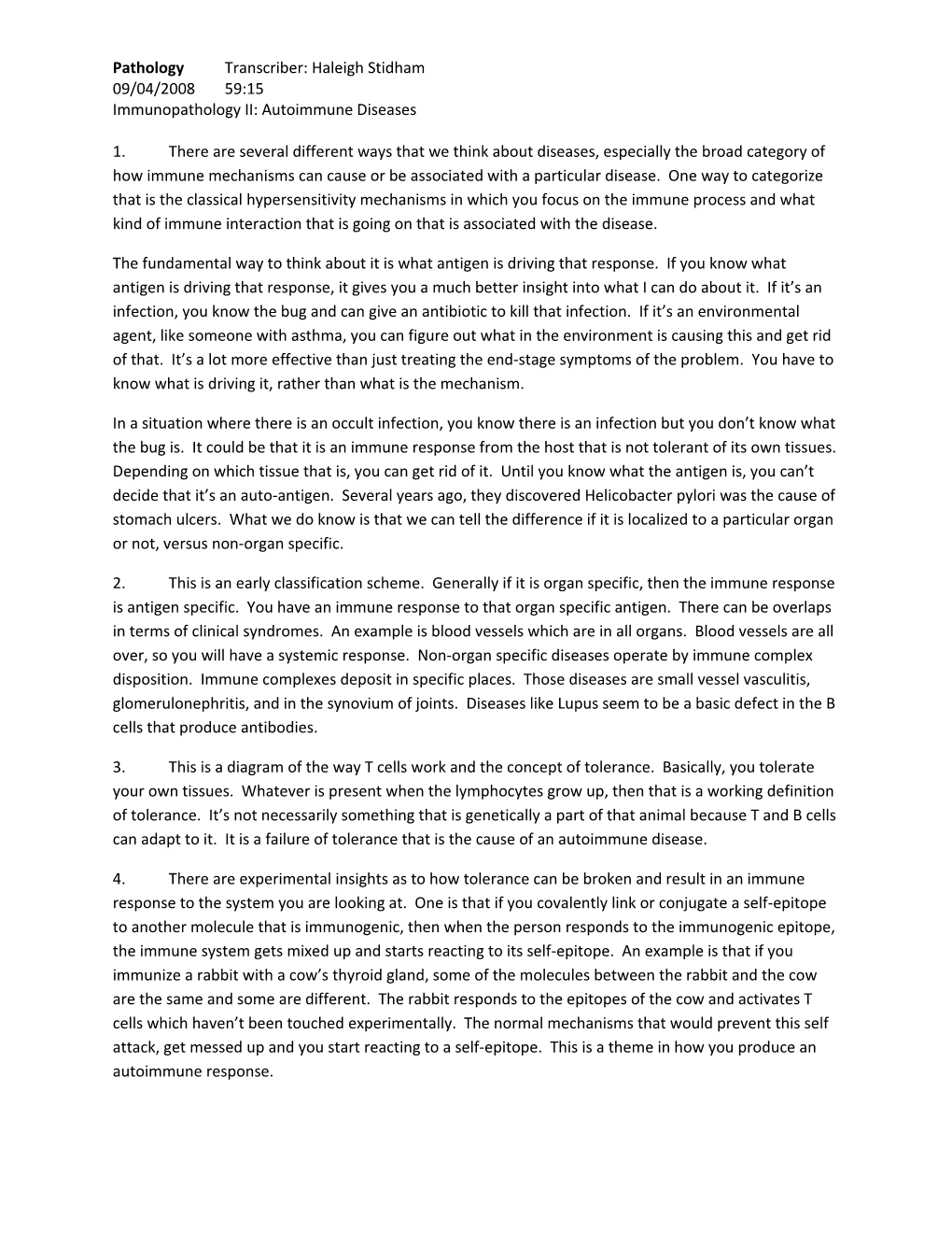 Immunopathology II: Autoimmune Diseases Pg. 7