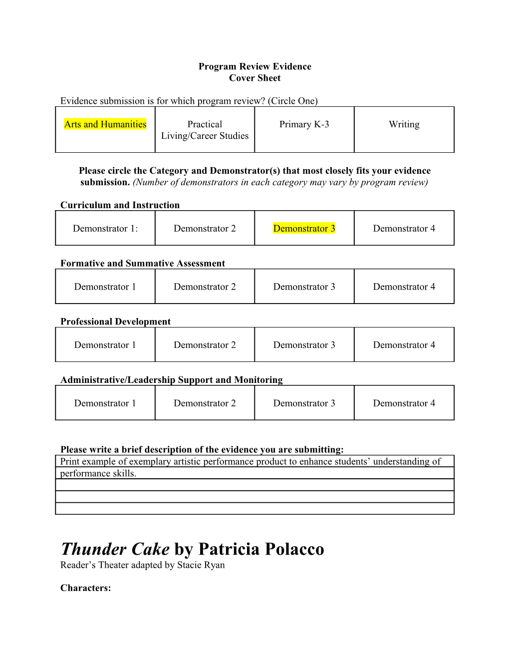 Program Review Evidence