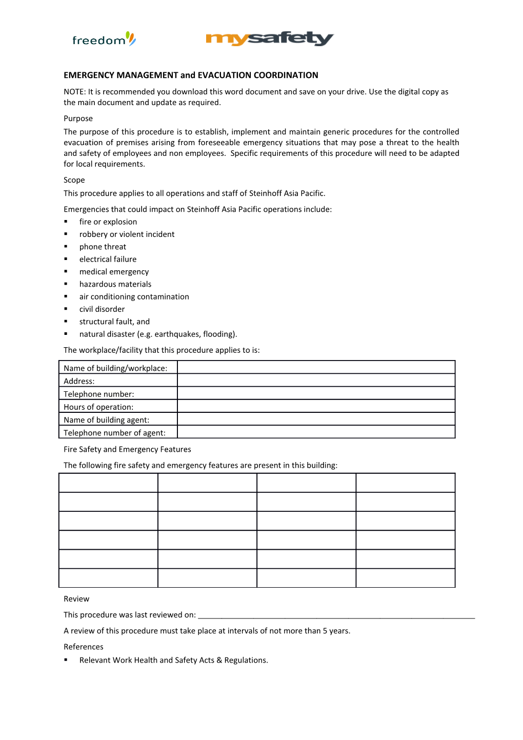 EMERGENCY MANAGEMENT and EVACUATION COORDINATION