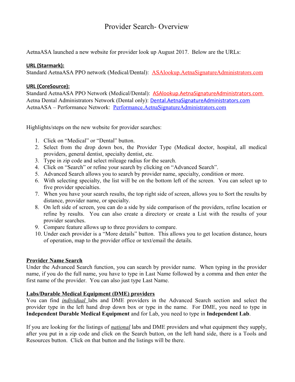 Standard Aetnaasa PPO Network (Medical/Dental): Asalookup.Aetnasignatureadministrators.Com