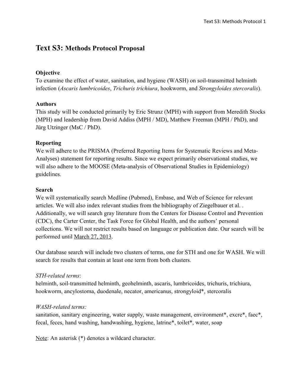 Text S3: Methods Protocol Proposal