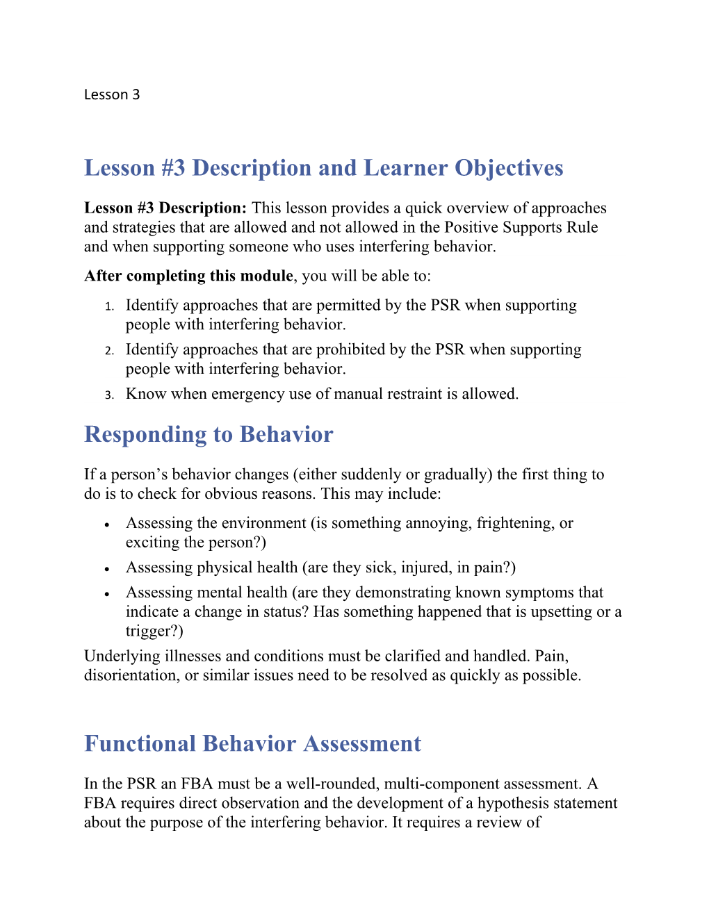 Lesson #3 Description and Learner Objectives