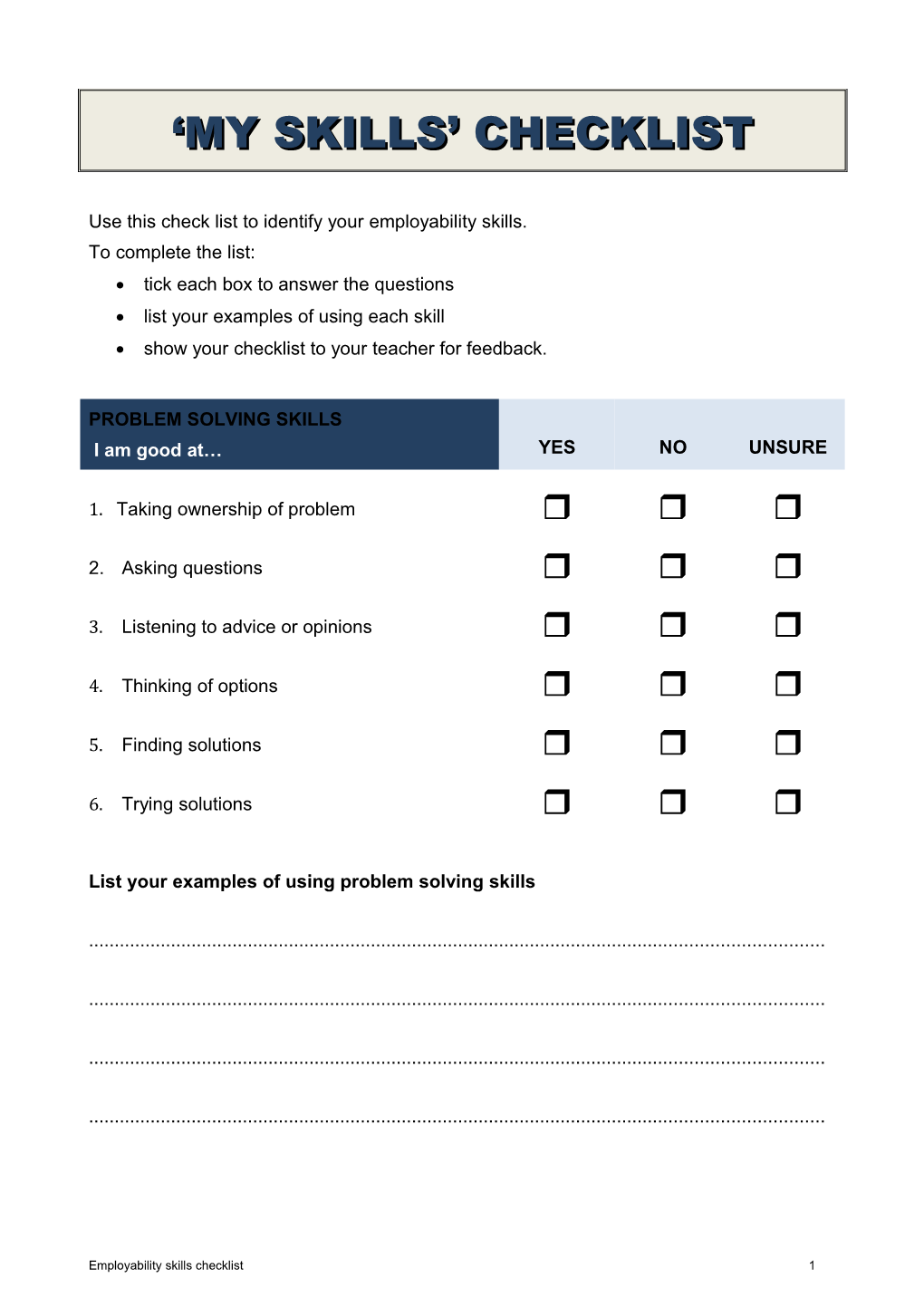 Use This Check List to Identify Your Employability Skills